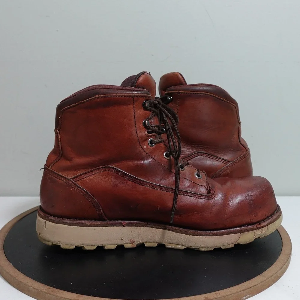 Red Wing Traction Tred Lite Safety Toe Boots Men 11 Brown Leather Steel Toe Work